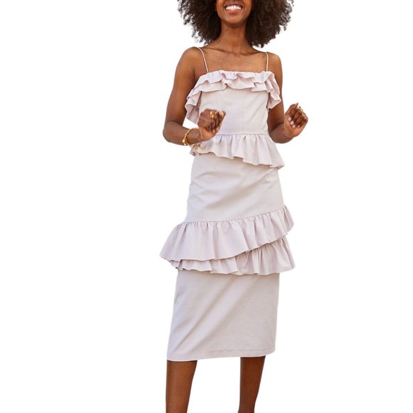 (NWT) H&M x Brock Collection - flounced midi dress (large) - Picture 1 of 15